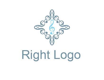 music note inside filigree tile logo