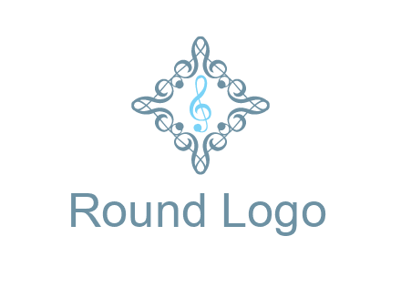 music note inside filigree tile logo