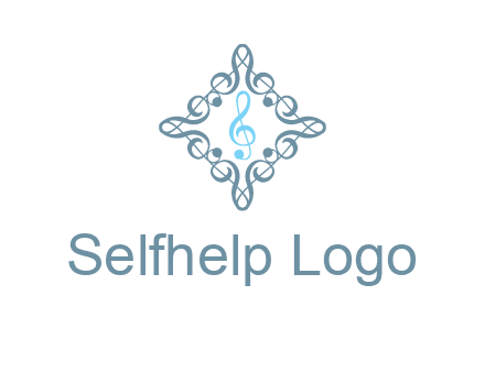 music note inside filigree tile logo