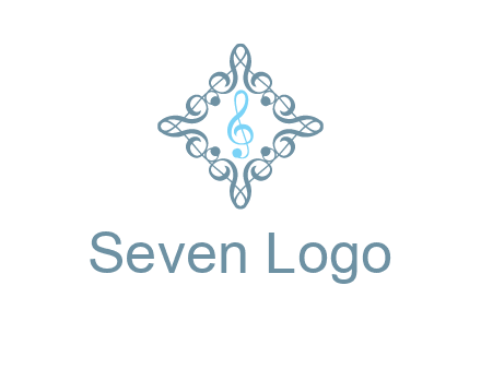 music note inside filigree tile logo