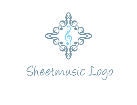 music note inside filigree tile logo