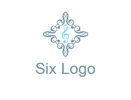 music note inside filigree tile logo