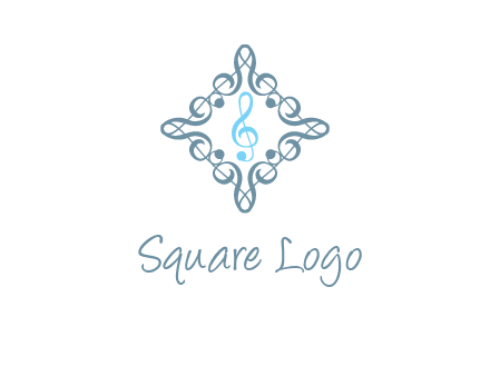 music note inside filigree tile logo