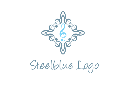 music note inside filigree tile logo