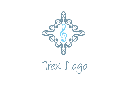 music note inside filigree tile logo