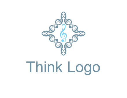 music note inside filigree tile logo