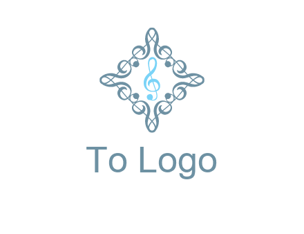 music note inside filigree tile logo