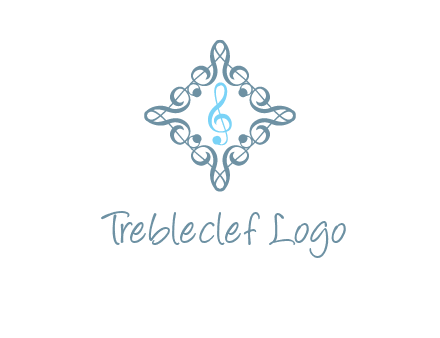 music note inside filigree tile logo