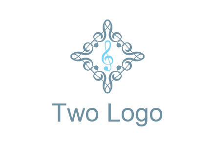 music note inside filigree tile logo
