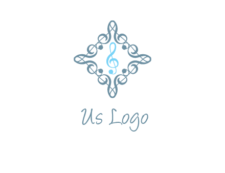 music note inside filigree tile logo