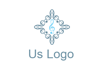 music note inside filigree tile logo