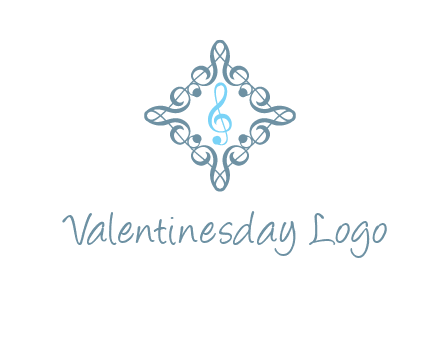 music note inside filigree tile logo