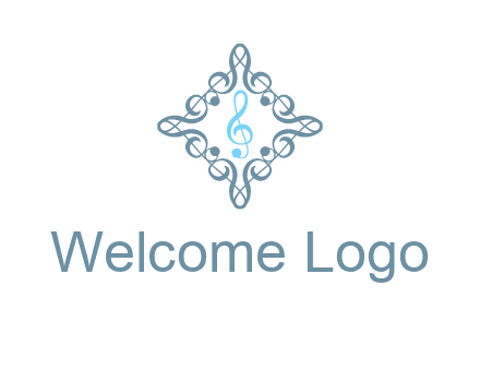 music note inside filigree tile logo