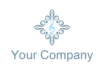 music note inside filigree tile logo