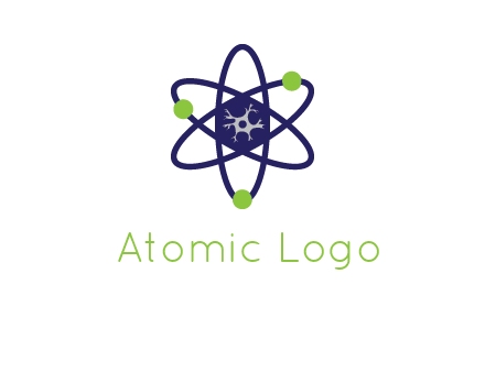 neuroanatomy or nuclear logo showing a cell inside an atomic model