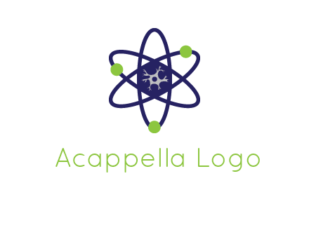 neuroanatomy or nuclear logo showing a cell inside an atomic model