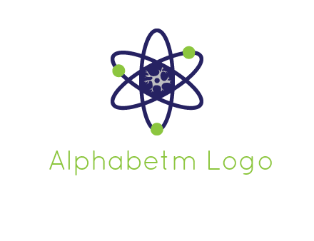 neuroanatomy or nuclear logo showing a cell inside an atomic model