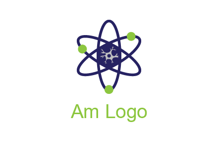 neuroanatomy or nuclear logo showing a cell inside an atomic model