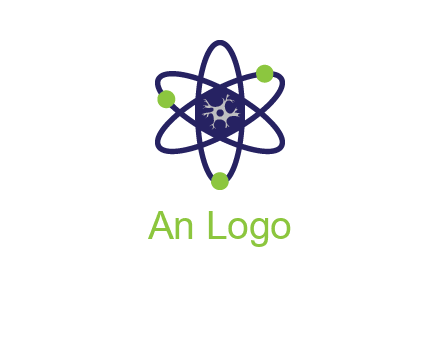 neuroanatomy or nuclear logo showing a cell inside an atomic model