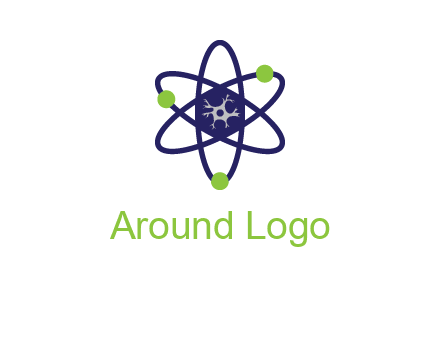 neuroanatomy or nuclear logo showing a cell inside an atomic model