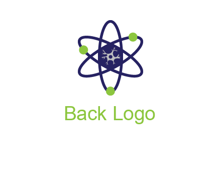 neuroanatomy or nuclear logo showing a cell inside an atomic model