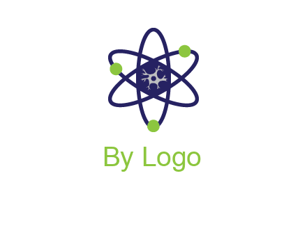 neuroanatomy or nuclear logo showing a cell inside an atomic model