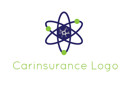 neuroanatomy or nuclear logo showing a cell inside an atomic model