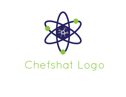 neuroanatomy or nuclear logo showing a cell inside an atomic model