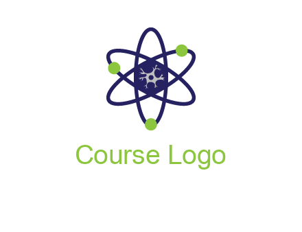 neuroanatomy or nuclear logo showing a cell inside an atomic model
