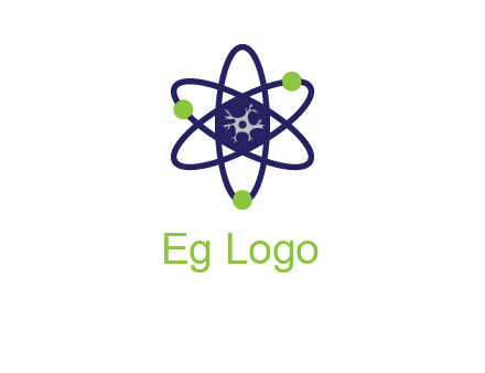neuroanatomy or nuclear logo showing a cell inside an atomic model