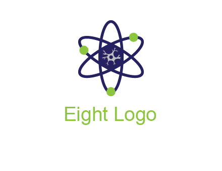 neuroanatomy or nuclear logo showing a cell inside an atomic model