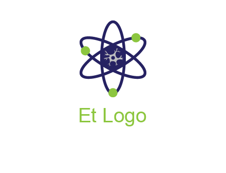 neuroanatomy or nuclear logo showing a cell inside an atomic model