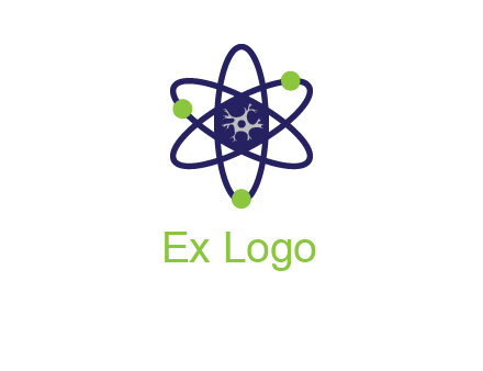 neuroanatomy or nuclear logo showing a cell inside an atomic model
