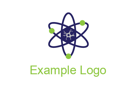 neuroanatomy or nuclear logo showing a cell inside an atomic model
