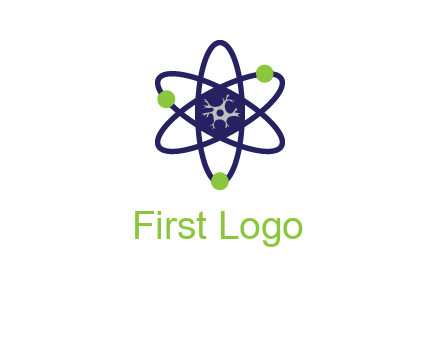 neuroanatomy or nuclear logo showing a cell inside an atomic model