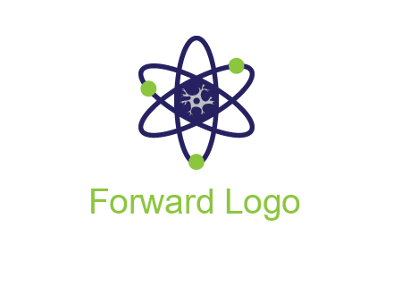 neuroanatomy or nuclear logo showing a cell inside an atomic model