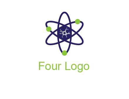 neuroanatomy or nuclear logo showing a cell inside an atomic model