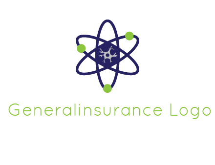 neuroanatomy or nuclear logo showing a cell inside an atomic model