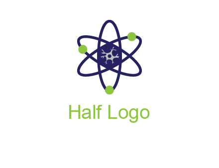neuroanatomy or nuclear logo showing a cell inside an atomic model