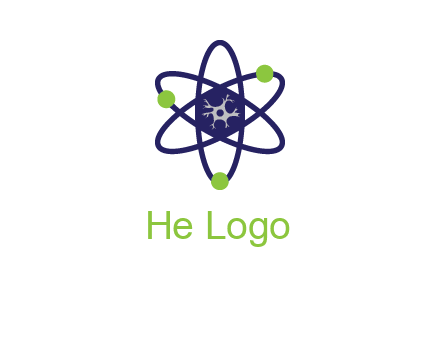 neuroanatomy or nuclear logo showing a cell inside an atomic model