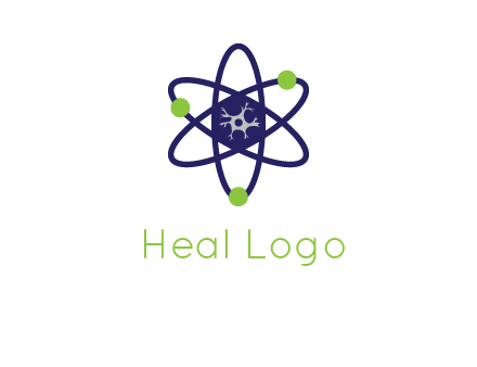 neuroanatomy or nuclear logo showing a cell inside an atomic model