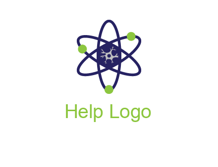neuroanatomy or nuclear logo showing a cell inside an atomic model
