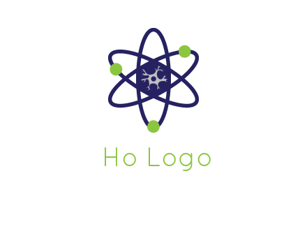 neuroanatomy or nuclear logo showing a cell inside an atomic model