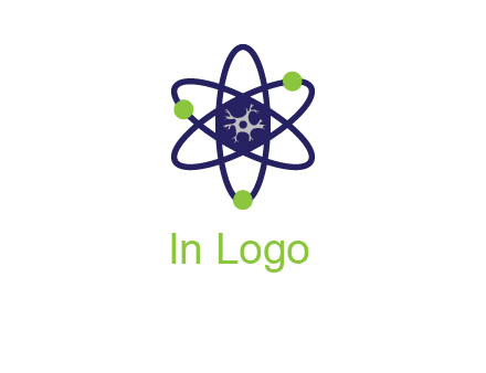 neuroanatomy or nuclear logo showing a cell inside an atomic model