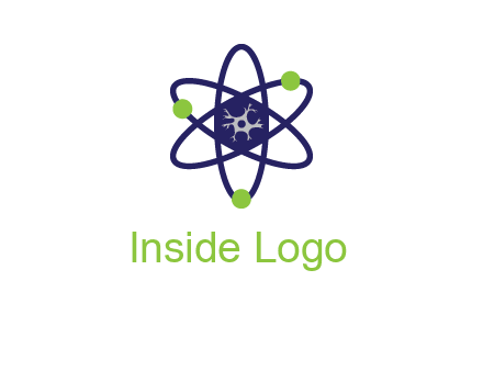neuroanatomy or nuclear logo showing a cell inside an atomic model