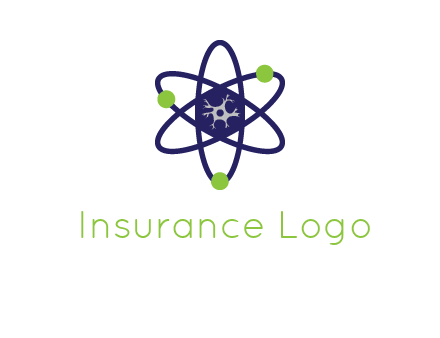neuroanatomy or nuclear logo showing a cell inside an atomic model
