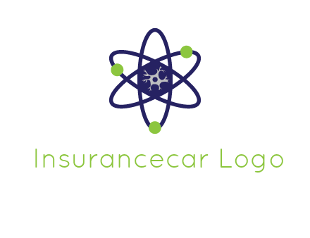 neuroanatomy or nuclear logo showing a cell inside an atomic model