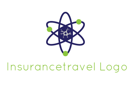 neuroanatomy or nuclear logo showing a cell inside an atomic model