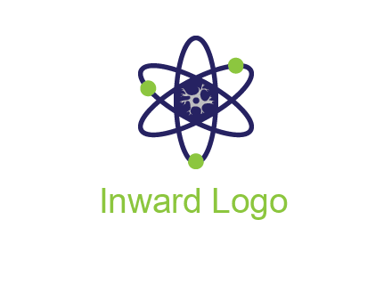 neuroanatomy or nuclear logo showing a cell inside an atomic model