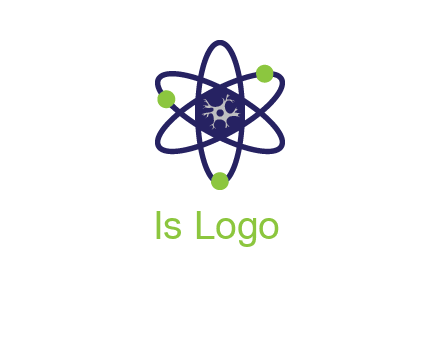 neuroanatomy or nuclear logo showing a cell inside an atomic model
